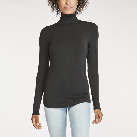 Long Sleeve Turtleneck Knit Top In Black Wantable