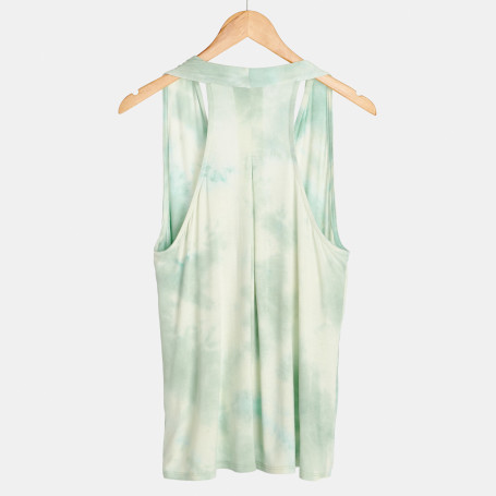 Sleeveless Wrap Front Tie Dye Top In Mint Wantable