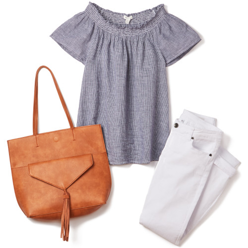 How to Style White Jeans: Gingham Top